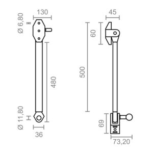 JUEGO DE BRAZO PARA TOLDO STOR TLD10 500mm 10455 MICEL