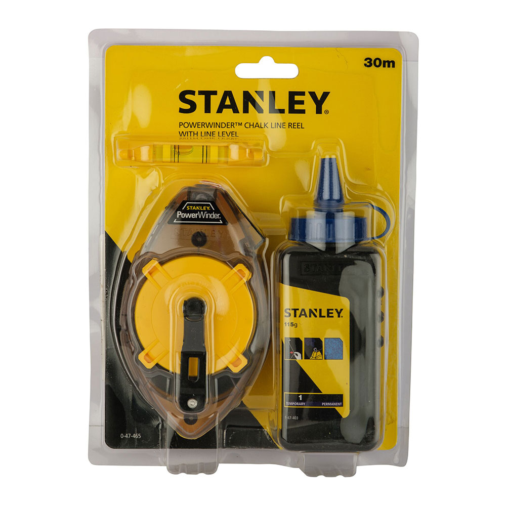 TIRALÍNEAS KIT POWERWINDER 30m + POLVO + NIVEL DE CORDEL 0-47-465 STANLEY