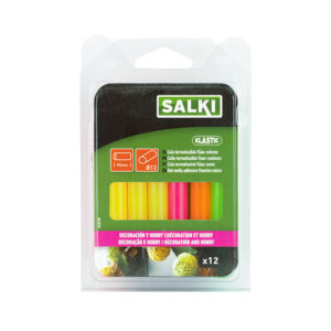 BARRAS DE COLA DECORACIÓN Y HOBBY Ø12x95mm MIX FLUOR 430108 BLISTER 12 unid. SALKI
