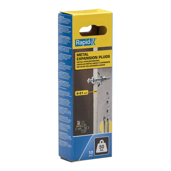 BLISTER 10 UNIDADES TACO DE EXPANSIÓN METÁLICO Ø13X52 TORNILLO M6X63 5001553 RAPID - Imagen 2