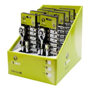 JUEGO CARRACA 1/2", 10 VASOS (10-24mm) ALARGADERA 125mm Y CARRACA 129-12-4