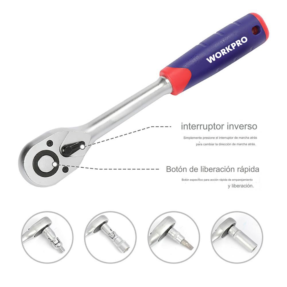 HERRAMIENTAS MECÁNICA, JUEGO DE 108 PIEZAS. WORKPRO - Imagen 4