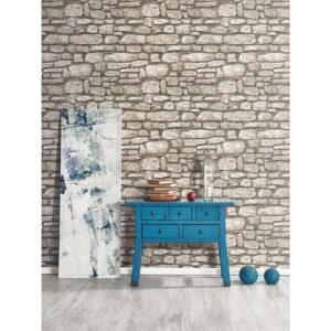 ROLLO PAPEL PINTADO ALTA CALIDAD TEXTURA PIEDRA 3D BEIGE 0,53x10m 2061-2 ICH