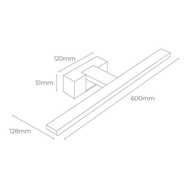 LÁMPARA DE PARED DE LED 12W 1.270Lm 4.000K, LUZ DÍA 60x12,8x5,10cm EDM - Imagen 2