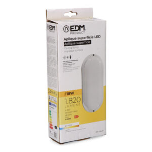APLIQUE OVAL LED CON SENSOR  CREPUSCULAR Y DE MOVIMIENTO 18W 1820lm 4.000K EDM