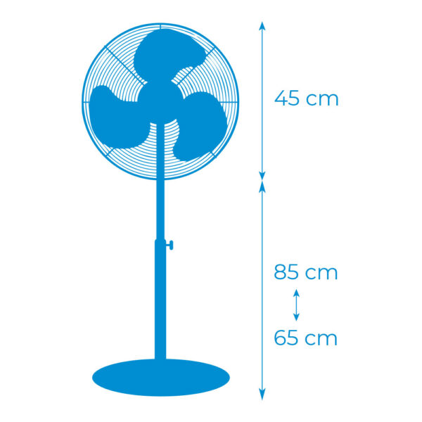 VENTILADOR DE PIE CON BASE CIRCULAR. COLOR BLANCO. POTENCIA: 45W ASPAS: Ø40cm ALTURA REGULABLE 110-130cm EDM - Imagen 3