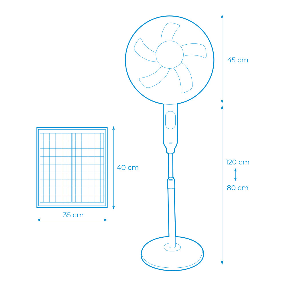 VENTILADOR DE PIE SOLAR 25W EDM - Imagen 3