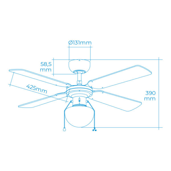 VENTILADOR DE TECHO MODELO CARIBE. COLOR CROMADO. POTENCIA: 50W ASPAS: Ø102cm EDM - Imagen 2