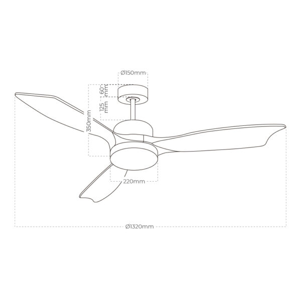 VENTILADOR DE TECHO MODELO BÁLTICO CON 3 ASPAS DE MADERA Ø132cm - Imagen 6