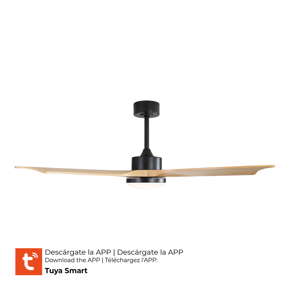 VENTILADOR DE TECHO INTELIGENTE CON ASPAS DE MADERA LUZ LED 3000/4000/6000K BÁLTICO POTENCIA: 20W EDM