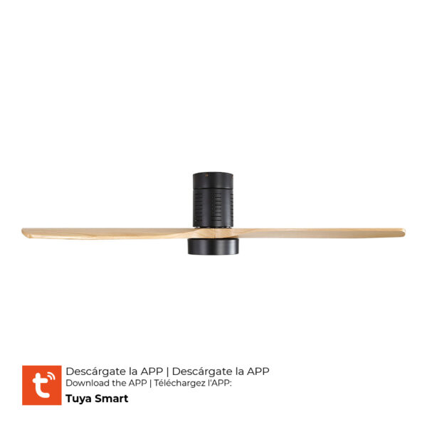 VENTILADOR DE TECHO INTELIGENTE CON ASPAS DE MADERA LUZ LED 3000/4000/6000K KARA POTENCIA: 30W EDM