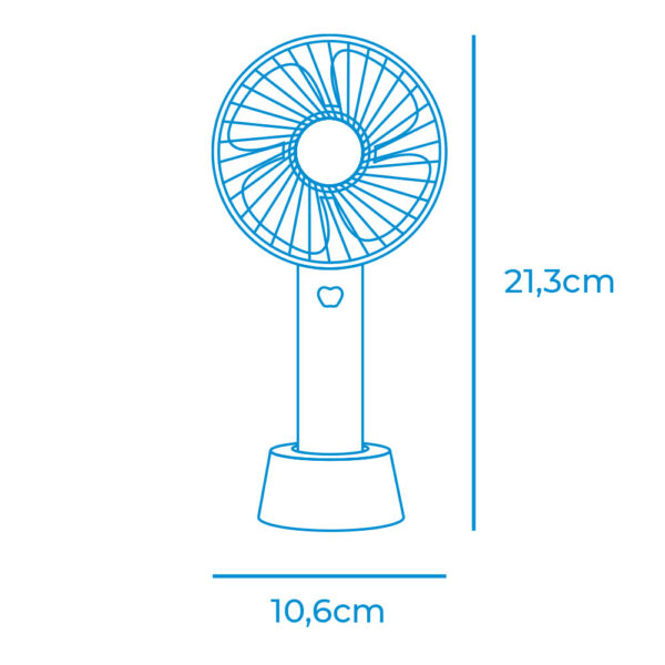VENTILADOR DE MANO, RECARGABLE. 4,5W ASPAS 10,6x6,5x22cm EDM - Imagen 2