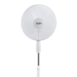 VENTILADOR DE PIE. COLOR BLANCO. POTENCIA: 50W ASPAS: Ø40cm ALTURA REGULABLE 110-130cm EDM