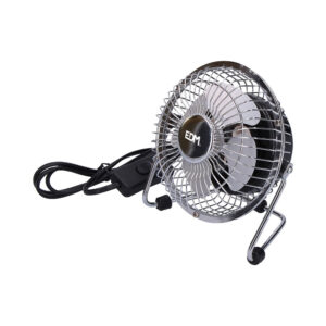 MINI VENTILADOR INDUSTRIAL, DE SOBREMESA. COLOR CROMADO. POTENCIA: 15W ASPAS: Ø10x15cm EDM