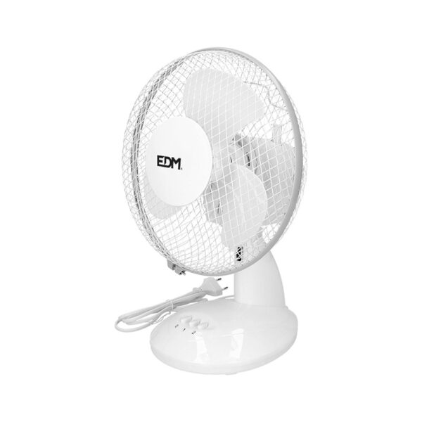 VENTILADOR DE SOBREMESA. COLOR BLANCO. POTENCIA: 25W ASPAS: Ø23 ; 27x24x36cm EDM