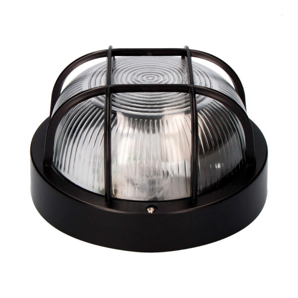 APLIQUE REDONDO NEGRO 1xE27 40W Ø18,5x10,4cm MODELO TARRAGONA.  IP54