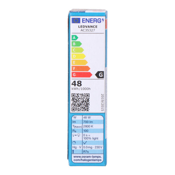 BOMBILLA HALOGENA LINEAL 78mmm HALOLINE PRO 48W 220V (EQU. 60W) OSRAM - Imagen 2