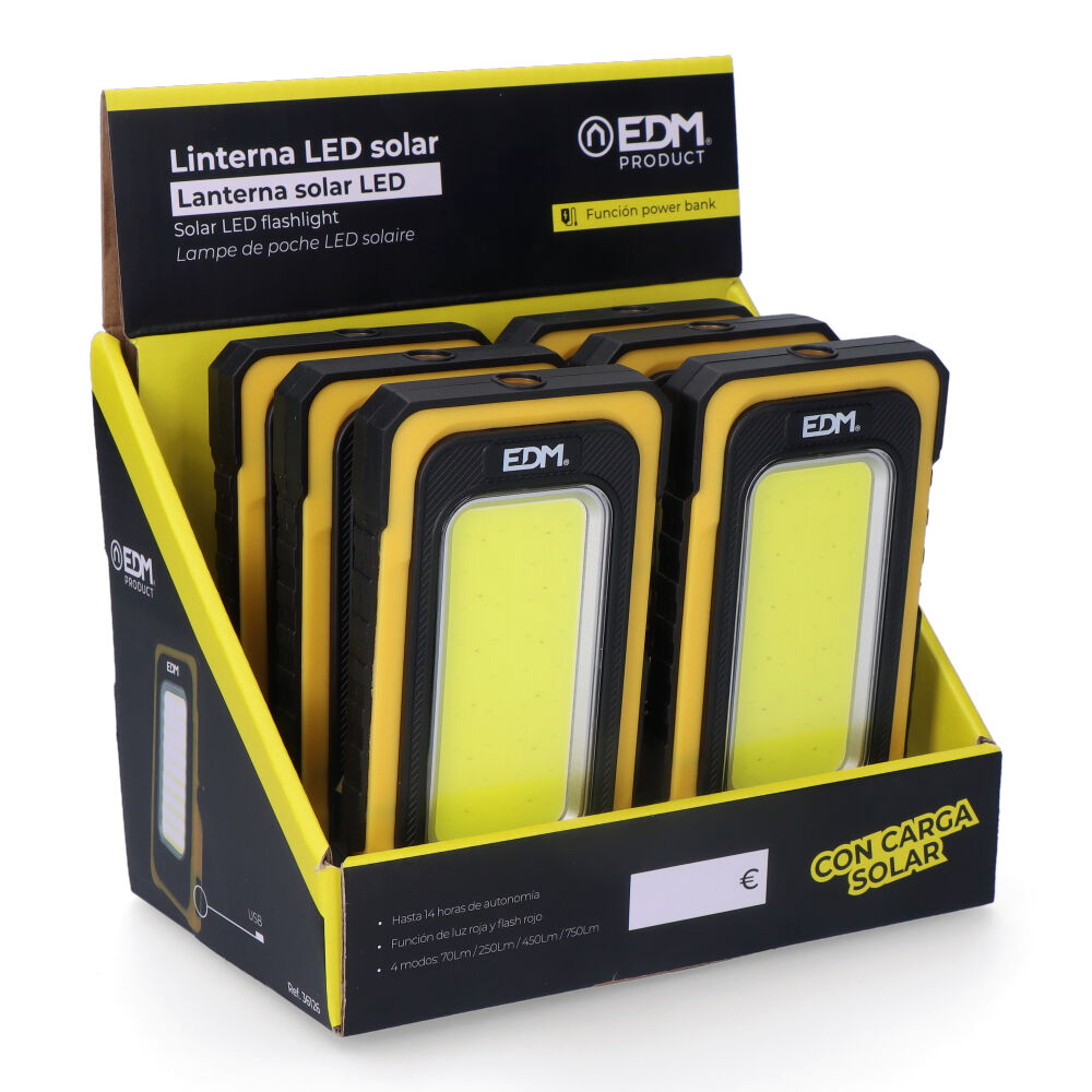 LINTERNA LED SOLAR RECARGABLE CON GANCHO E IMÁN COB 10W 750lm - Imagen 4