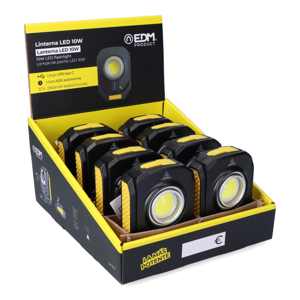 LINTERNA CON 1 LED 10W 900lm COMPACT RECARGABLE. BASE MAGNETICA. EDM - Imagen 6