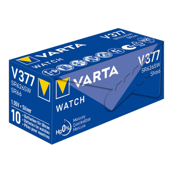 MICRO PILA DE BOTON VARTA SILVER SR66 - V377 1,55V (BLISTER 1 unid.) Ø6,8x2,5mm