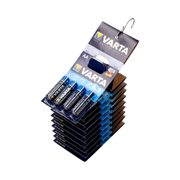 PILA VARTA ALKALINA LONGLIFE AA - LR06 2 TIRAS (10 BLISTERS 4 unid.) Ø14,5x50,5mm PRECIO POR BLISTER - Imagen 2