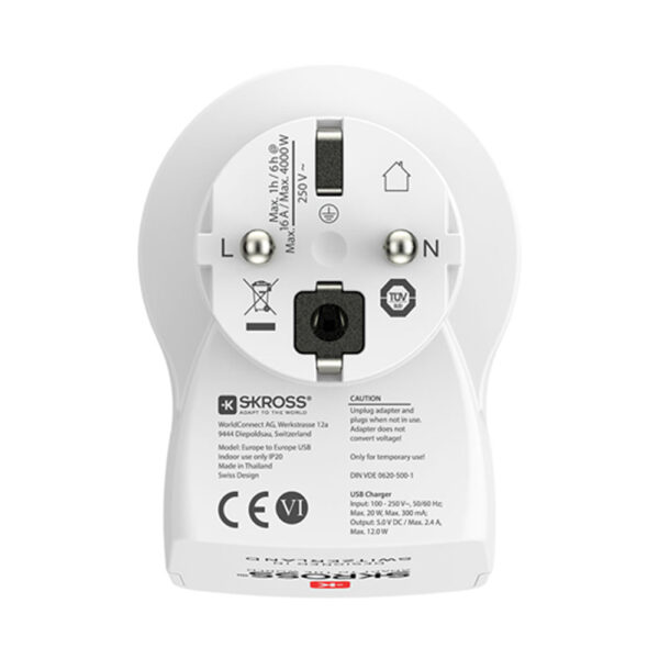 ADAPTADOR EUROPEO USB SKROSS 1500282 - Imagen 2