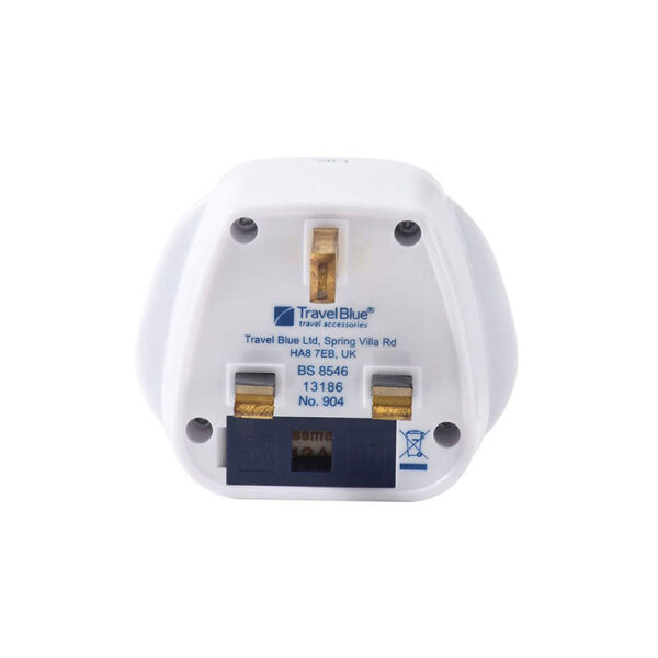 ADAPTADOR ENTRADA MULTIPLE MUNDIAL A SALIDA CLAVIJA REINO UNIDO, TB-904, TRAVEL BLUE