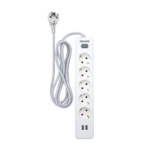 REGLETA 5 TOMAS + 2 PUERTOS USB DE 2,4A SPN3052WA/10 PHILIPS