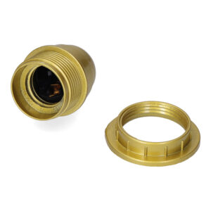PORTALAMPARAS SEMI-ROSCADO E-27 DORADO + ARANDELA (RETRACTILADO)