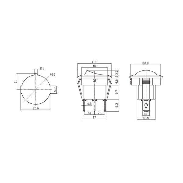 RECAMBIO INTERRUPTOR REDONDO EMPOTRADO 6,5A NEGRO