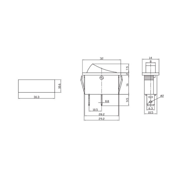 RECAMBIO INTERRUPTOR ON-OFF-ON ESTRECHO 15A 250V NEGRO