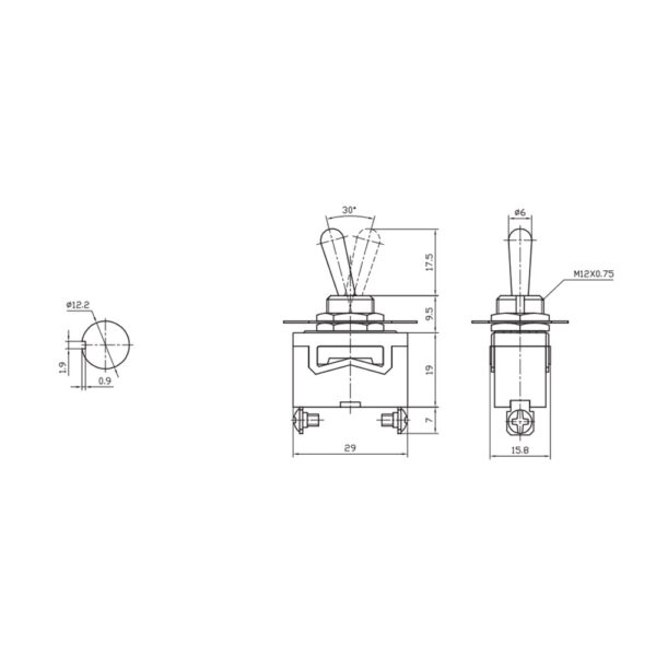 RECAMBIO INTERRUPTOR UNIPOLAR RABILLO METALICO 10A 250V