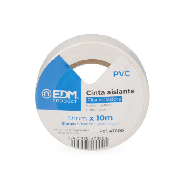 CINTA AISLANTE 10m x 19mm BLANCA  CALIDAD "SUPRA"