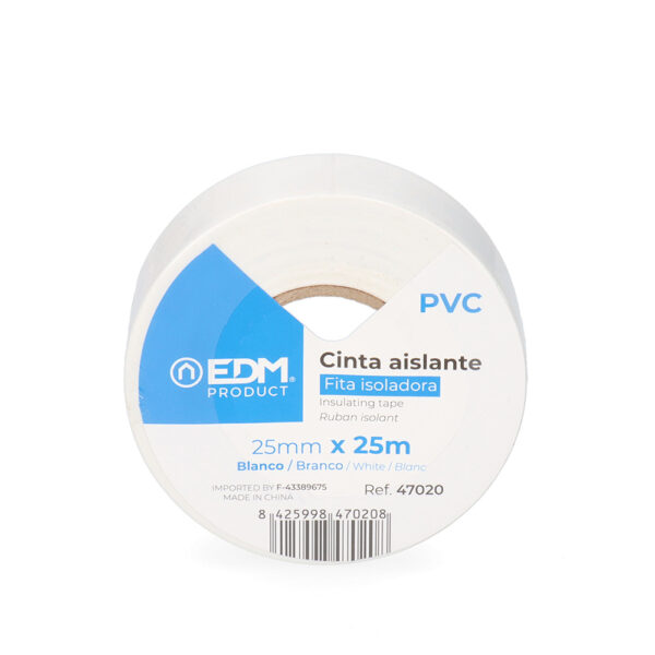 CINTA AISLANTE 25m x 25mm BLANCA EDM CALIDAD "SUPRA"