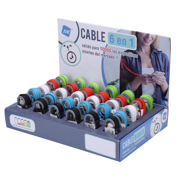 CABLE CARGADOR 100cm 6 EN 1 COLORES SURTIDOS - Imagen 4