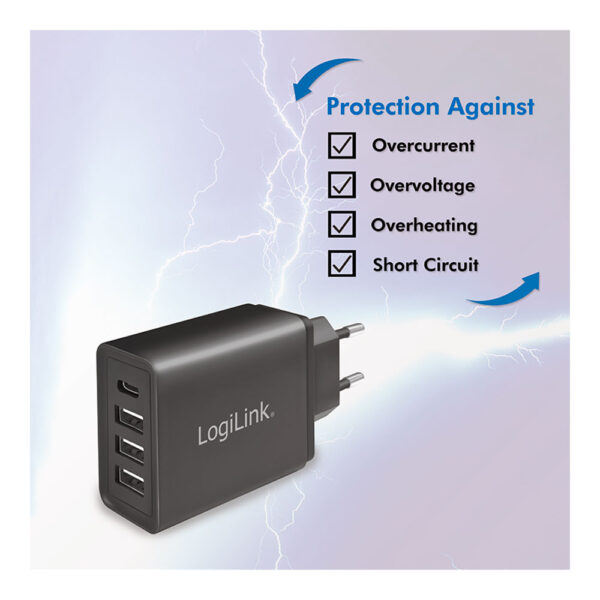 CARGADOR RÁPIDO 27W x 4 USB (SOLO ENCHUFE PARED) LOGILINK - Imagen 4