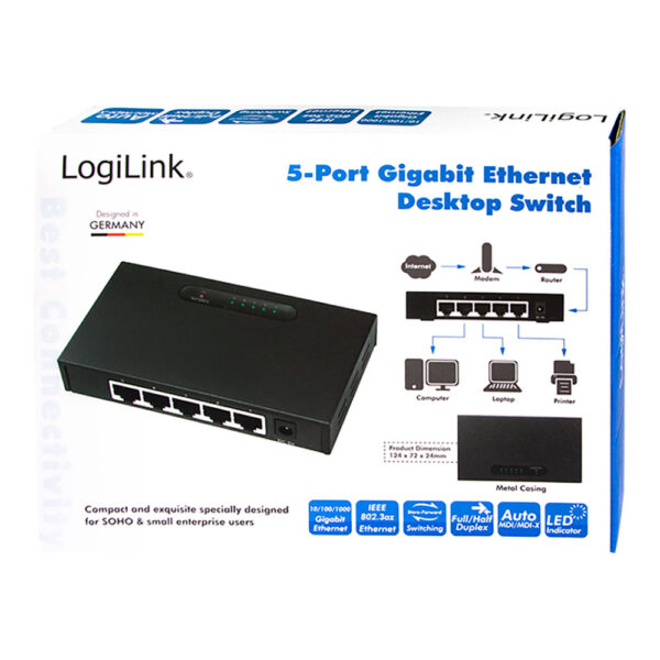 SWITCH GIGABIT ETHERNET 5 PUERTOS LOGILINK