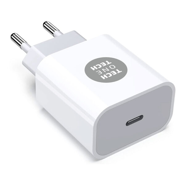 CARGADOR PD 20W + CABLE LIGHTNING-APPLE BLANCO TECH ONE TECH