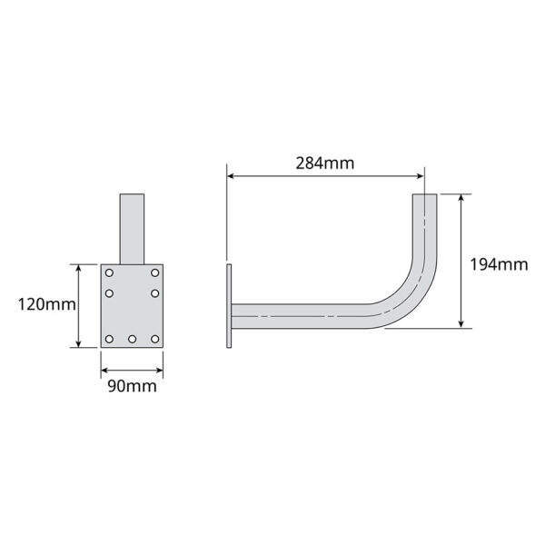 SOPORTE "L" 284x194mm Ø35mm ZINC+RPR TELEVES - Imagen 2