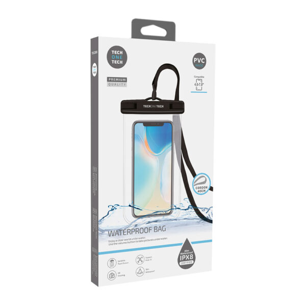 FUNDA IMPERMEABLE COLGANTE PARA AGUA PVC IPX8 NEGRA
