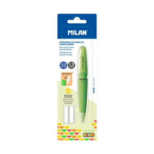 BLISTER CON PORTAMINAS CAPSULE FLUO + 2 GOMAS MILAN COLORES / MODELOS SURTIDOS