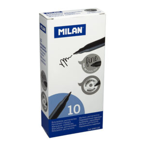 PACK CON 10 ROTULADORES NEGROS PERMANENTES PUNTA FINA MILAN