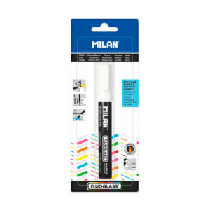 BLISTER CON ROTULADOR BLANCO FLUOGLASS 2-4mm MILAN