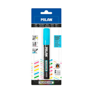 BLISTER CON ROTULADOR AZUL FLUOGLASS 2 - 4mm MILAN