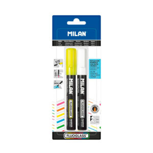 BLISTER CON 2 ROTULADORES AMARILLO-BLANCO FLUOGLASS 2 - 4mm MILAN
