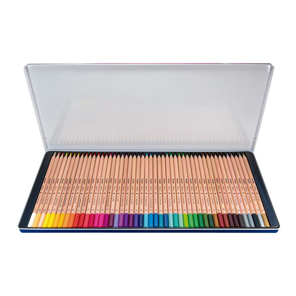 CAJA METÁLICA CON 48 LÁPICES DE COLORES MINA GRUESA Ø3,5mm HEXAGONALES MILAN - Imagen 2