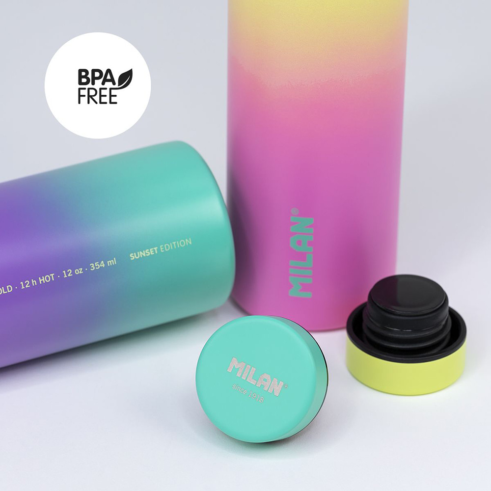 BOTELLA ISOTÉRMICA DE ACERO INOXIDABLE 304 591ml AMARILLA, EDICIÓN SUNSET MILAN - Imagen 3