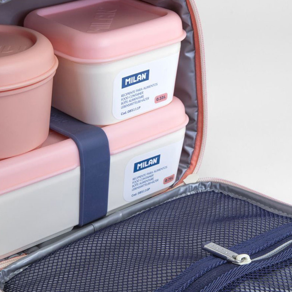 BOLSA ISOTÉRMICA PORTA ALIMENTOS CON 3 RECIPIENTES (3,5 L) SERIE 1918, ROSA MILAN - Imagen 2