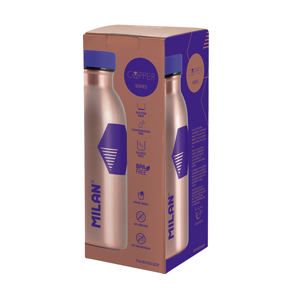 BOTELLA ISOTÉRMICA DE ACERO INOXIDABLE 354ml SERIE COPPER, LILA MILAN
