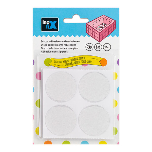 DISCOS ADHESIVOS ANTIRESBALONES Ø38mm TRANSPARENTE 5301-0-001 (BLISTER 16 unid.) INOFIX